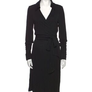 Diane Von Furstenberg Black Long Sleeve Wrap Dress
